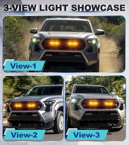 Direct-Snap LED Grill Lights for 2024 2025 Toyota Tacoma Raptor Lights Front Grille Light Bar 4th Gen Tacoma Accessories (Amber, SR SR5 Only) in Kuwait