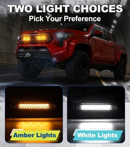 Direct-Snap LED Grill Lights for 2024 2025 Toyota Tacoma Raptor Lights Front Grille Light Bar 4th Gen Tacoma Accessories (Amber, SR SR5 Only) in Kuwait