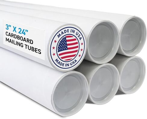 MagicWater Supply Mailing Tube 3 in x 24 in White - 6 Pack - for Shipping and Storage of Posters, Arts, Crafts, and Documents in Kuwait