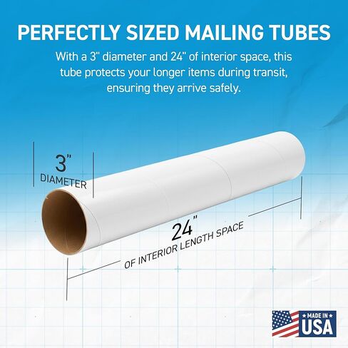 MagicWater Supply Mailing Tube 3 in x 24 in White - 6 Pack - for Shipping and Storage of Posters, Arts, Crafts, and Documents in Kuwait