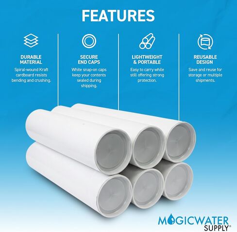 MagicWater Supply Mailing Tube 3 in x 24 in White - 6 Pack - for Shipping and Storage of Posters, Arts, Crafts, and Documents in Kuwait