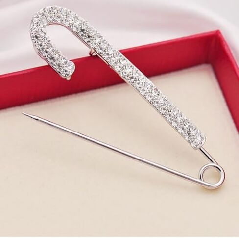 Scarf Party Metal Pin Jeans for Women Gold Color Silver Safety Pin Jeans Buckle Crytal Clips Rhinestones Brooches(silver-1pc) in Saudi Arabia