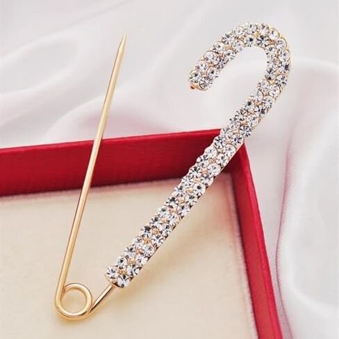 Scarf Party Metal Pin Jeans for Women Gold Color Silver Safety Pin Jeans Buckle Crytal Clips Rhinestones Brooches(silver-1pc) in Saudi Arabia