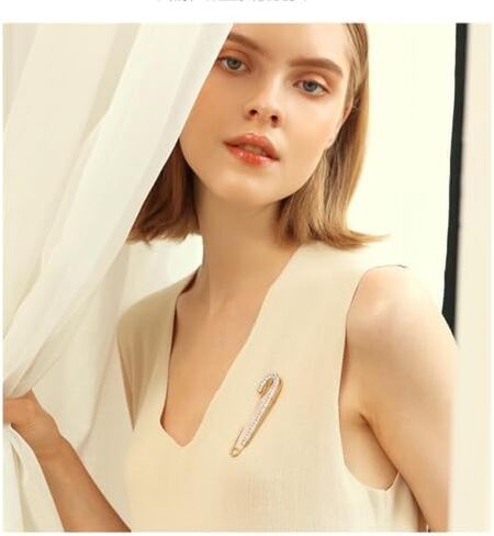 Scarf Party Metal Pin Jeans for Women Gold Color Silver Safety Pin Jeans Buckle Crytal Clips Rhinestones Brooches(silver-1pc) in Saudi Arabia