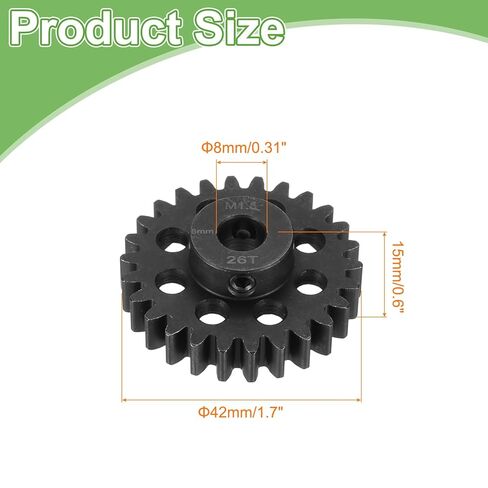 MECCANIXITY 2 Pcs Steel M1.5 Gear Set 28T 8mm Shaft Motor Gears for RC Vehicles Truck Drift Car Part, Black in Saudi Arabia