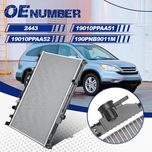 Engine Coolant Radiator with Transmission Oil Cooler, Fit for Honda CR-V 2002-2006 L4 2.4L, Automatic Transmission, OE 2443, 19010PPAA51, 19010PPAA52, 190PNB9011M in Saudi Arabia