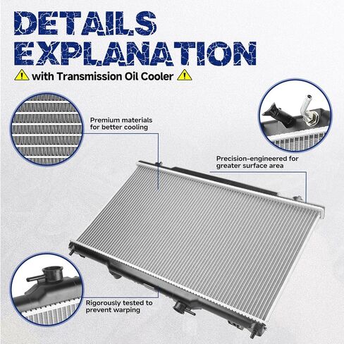 Engine Coolant Radiator with Transmission Oil Cooler, Fit for Honda CR-V 2002-2006 L4 2.4L, Automatic Transmission, OE 2443, 19010PPAA51, 19010PPAA52, 190PNB9011M in Saudi Arabia