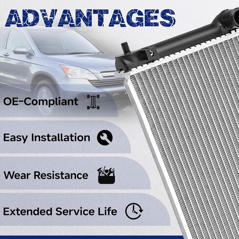 Engine Coolant Radiator with Transmission Oil Cooler, Fit for Honda CR-V 2002-2006 L4 2.4L, Automatic Transmission, OE 2443, 19010PPAA51, 19010PPAA52, 190PNB9011M in Saudi Arabia