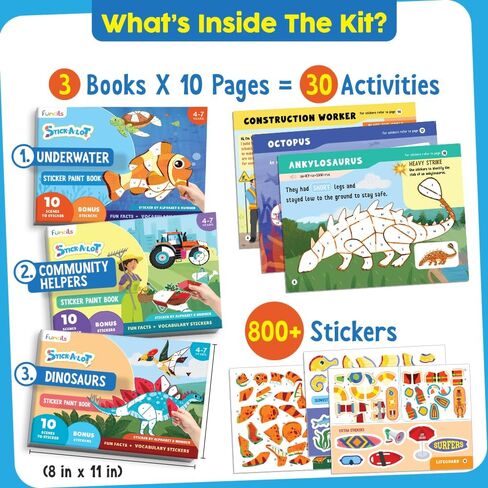 Dot Art Activity - Unicorn & Princess Sticker Art Kit, Arts and Crafts for Kids, Toddler Craft Supplies, Gifts for Boys & Girls Ages 3, 4, 5, 6, 7 Year Old - Kids Travel Activities & Toys in Kuwait