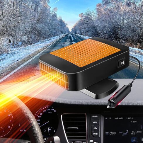 Car Heater,12V 200W Portable Fast Heating Defroster Automobile Windshield Fast Heaters Car Heater That Plugs into Cigarette Lighter for Car, SUV, Trucks (Orange Black) in Saudi Arabia