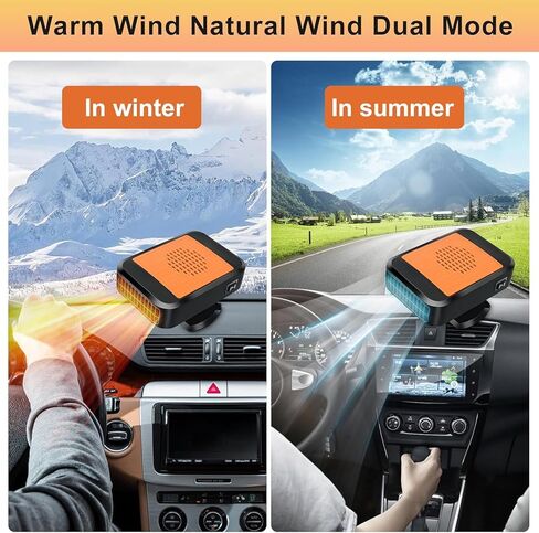 Car Heater,12V 200W Portable Fast Heating Defroster Automobile Windshield Fast Heaters Car Heater That Plugs into Cigarette Lighter for Car, SUV, Trucks (Orange Black) in Saudi Arabia