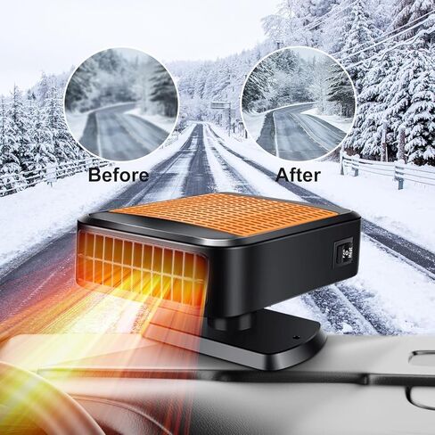 Car Heater,12V 200W Portable Fast Heating Defroster Automobile Windshield Fast Heaters Car Heater That Plugs into Cigarette Lighter for Car, SUV, Trucks (Orange Black) in Saudi Arabia