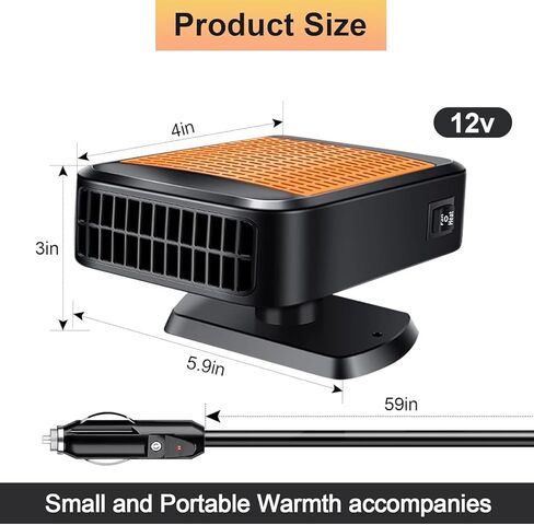 Car Heater,12V 200W Portable Fast Heating Defroster Automobile Windshield Fast Heaters Car Heater That Plugs into Cigarette Lighter for Car, SUV, Trucks (Orange Black) in Saudi Arabia