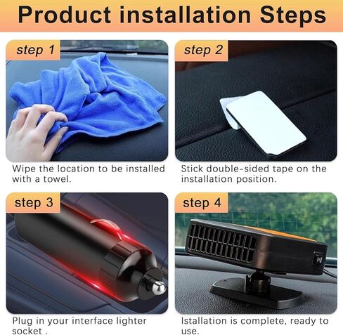 Car Heater,12V 200W Portable Fast Heating Defroster Automobile Windshield Fast Heaters Car Heater That Plugs into Cigarette Lighter for Car, SUV, Trucks (Orange Black) in Saudi Arabia