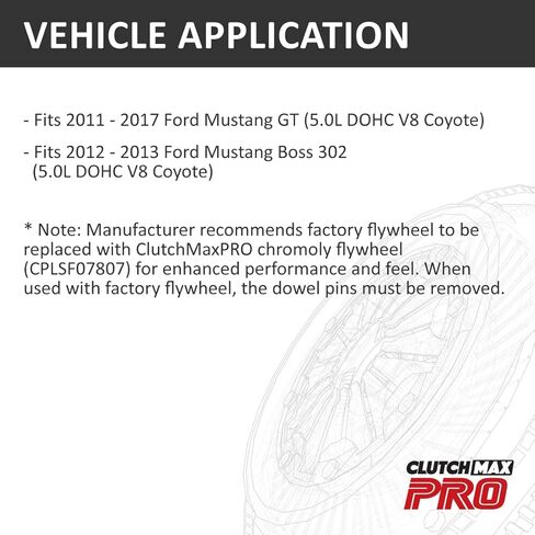 مجموعة القابض ClutchMaxPRO Performance Stage 1 مع أسطوانة تابعة متوافقة مع 2011-2017 Mustang GT 2012-2013 Mustang Boss 302 5.0L (CP07809HDWS-ST1) in Saudi Arabia