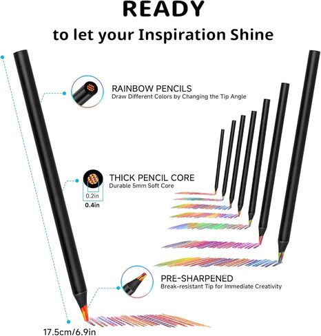 أقلام قوس قزح، 12 قلم رصاص ملون بألوان قوس قزح، قلم رصاص ممتع، لوازم فنية للأطفال، هدايا عيد الميلاد للأطفال من عمر 8 إلى 12 سنة، سلة عيد الفصح in Kuwait