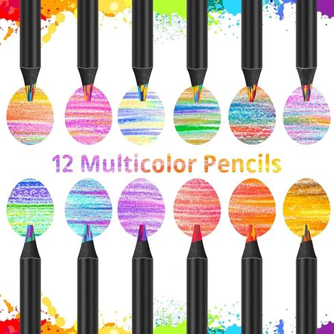 أقلام قوس قزح، 12 قلم رصاص ملون بألوان قوس قزح، قلم رصاص ممتع، لوازم فنية للأطفال، هدايا عيد الميلاد للأطفال من عمر 8 إلى 12 سنة، سلة عيد الفصح in Kuwait