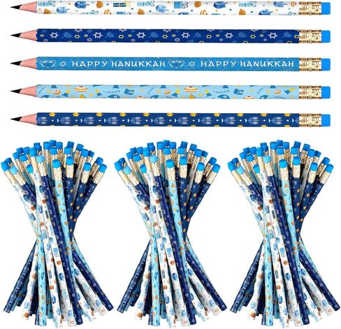 Tenceur 100 قطعة من أقلام الرصاص الخشبية Hanukkah مع ممحاة، مجموعة متنوعة من أقلام Chanukah هدية للأطفال في الكتابة الممتعة، لوازم مدرسية مبتكرة وممتعة للفصل الدراسي، مكافأة للطلاب، مفضلة للحفلات in Saudi Arabia