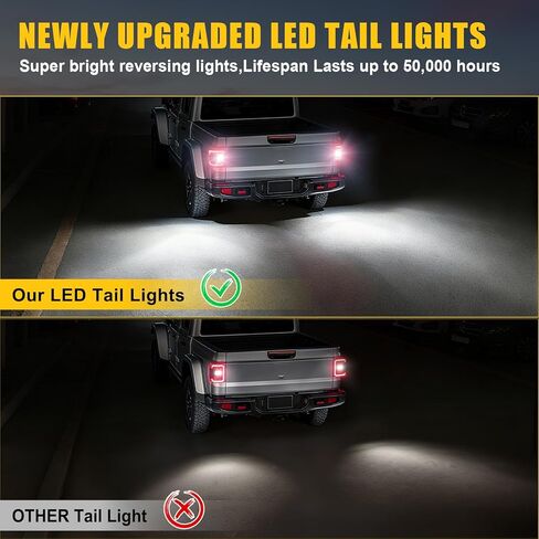 مصابيح خلفية LED DOT مع ضوء الفرامل، ضوء عكسي، ضوء تشغيل، إشارة الانعطاف، مصابيح خلفية مناسبة لسيارة Jeep Gladiator JT 2020 2021 2022 2023 2024 2025، قطعتان in Saudi Arabia