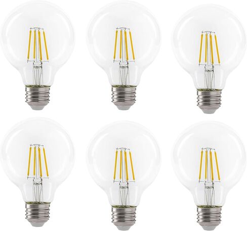 LED 4.5W G25 Clear Globe Filament Light Bulb, 40W Equivalent, 470 Lumens, 2700K Soft White, E26 Medium Base, Dimmable, 120V, Energy Star in Saudi Arabia