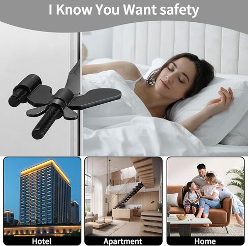 Portable Door Lock, Adjustable Portable Door Lock, Travelers Doors Safety Locks from Inside Bedroom Apartment Security Travel Gifts Essentials, Black in Saudi Arabia