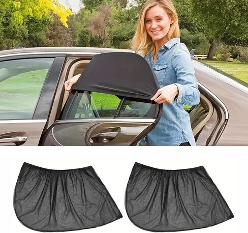 2pcs Car Side Window Sunshades, UV Protection, Breathable Mesh Fabric, Easy Install in Saudi Arabia
