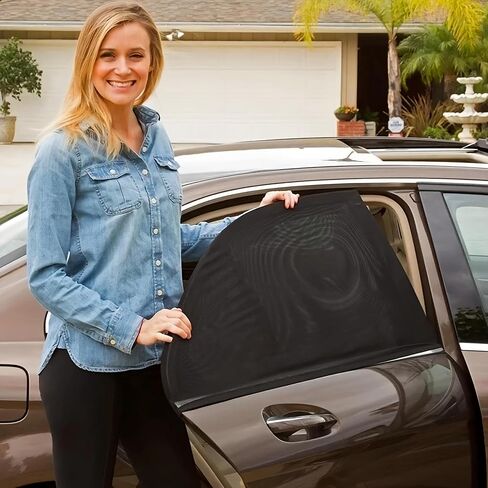 2pcs Car Side Window Sunshades, UV Protection, Breathable Mesh Fabric, Easy Install in Saudi Arabia