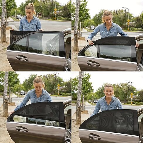 2pcs Car Side Window Sunshades, UV Protection, Breathable Mesh Fabric, Easy Install in Saudi Arabia