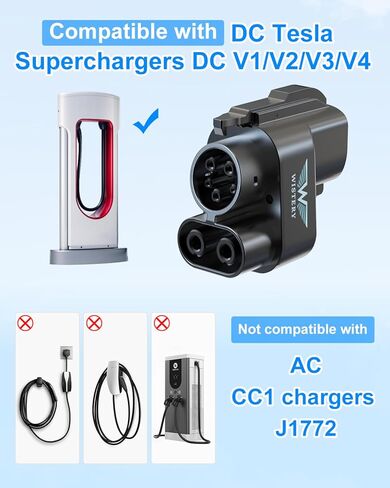 2025 ترقية NACS إلى محول CCS [بحد أقصى 500 أمبير 1000 فولت]، شاحن تسلا الفائق إلى محول شاحن CCS1، محول شاحن تسلا سريع الشحن متوافق مع فورد وريفيان وجنرال موتورز وفولفو وبولستار in Kuwait