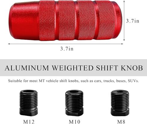 Car Shifter Knob, Aluminum Alloy Cool Car Gear Lever Stick Shifter Handle with 3 Adapters, Shifter Gear Knob Lever for Most Manual Automatic Vehicles, Car Accessories (Black) in Saudi Arabia