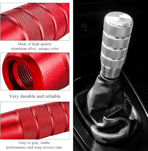 Car Shifter Knob, Aluminum Alloy Cool Car Gear Lever Stick Shifter Handle with 3 Adapters, Shifter Gear Knob Lever for Most Manual Automatic Vehicles, Car Accessories (Black) in Saudi Arabia