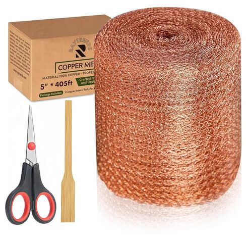 Copper Mesh Rodent Control Kit, 5 Inch x 35ft Rustproof Copper Wool Blend, DIY Hole Filler, Complete with Precision Scissors and Packing Tool for Mice & Rodent Defense in Kuwait