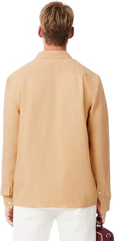 Lacoste Contemporary Collection's Men's Long Sleeve Regular Fit Linen Button Down with Front Pocket in Saudi Arabia