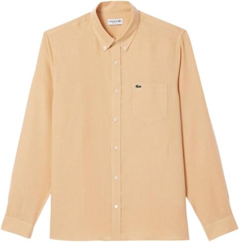 Lacoste Contemporary Collection's Men's Long Sleeve Regular Fit Linen Button Down with Front Pocket in Saudi Arabia