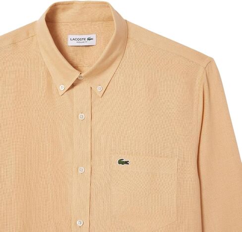 Lacoste Contemporary Collection's Men's Long Sleeve Regular Fit Linen Button Down with Front Pocket in Saudi Arabia