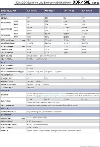 XDR-150E/150E 12/24/36/48V 150W Power Supply(XDR-150E-36) in Saudi Arabia