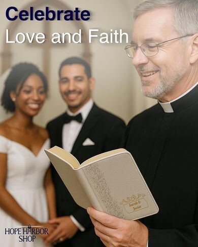Hope Harbor Personalized Bride’s Bible with Custom Text & Design Printed Cover, KJV, White, King James Version, Red Letter Edition, Comfort Print, Faux Leather in Saudi Arabia