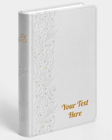 Hope Harbor Personalized Bride’s Bible with Custom Text & Design Printed Cover, KJV, White, King James Version, Red Letter Edition, Comfort Print, Faux Leather in Saudi Arabia