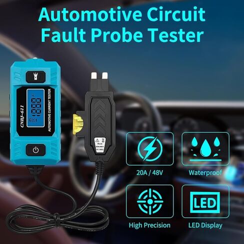 Automotive Circuit Tester, 0.01-19.99A Fuse Current Tester with Blue Backlit LCD & Front Work Light for Car Truck Diagnostic, CNBJ-611 (1pc) in Saudi Arabia
