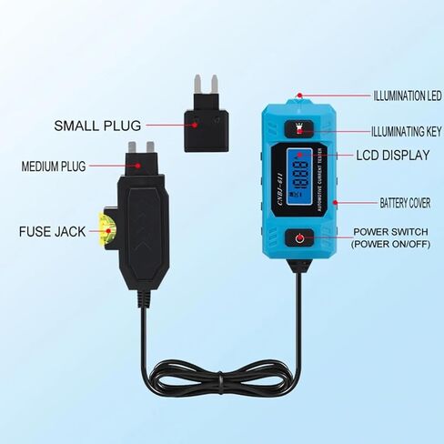 Automotive Circuit Tester, 0.01-19.99A Fuse Current Tester with Blue Backlit LCD & Front Work Light for Car Truck Diagnostic, CNBJ-611 (1pc) in Saudi Arabia