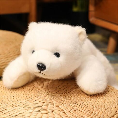 Polar Bear Stuffed Animal Plush Pillow, White, Realistic Sleeping Design, Huggable Soft Toy, 13.78 Inches in Saudi Arabia