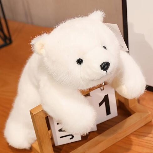 Polar Bear Stuffed Animal Plush Pillow, White, Realistic Sleeping Design, Huggable Soft Toy, 13.78 Inches in Saudi Arabia