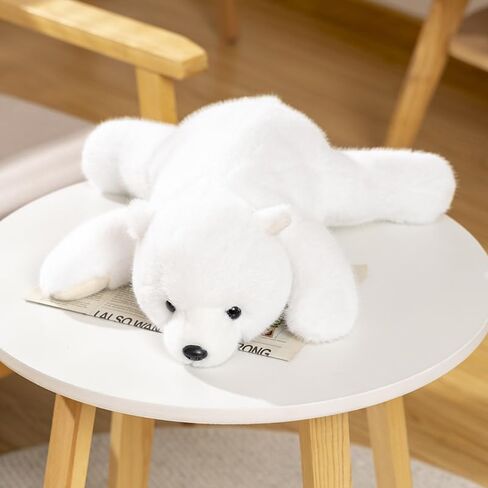 Polar Bear Stuffed Animal Plush Pillow, White, Realistic Sleeping Design, Huggable Soft Toy, 13.78 Inches in Saudi Arabia