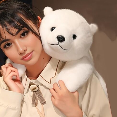 Polar Bear Stuffed Animal Plush Pillow, White, Realistic Sleeping Design, Huggable Soft Toy, 13.78 Inches in Saudi Arabia