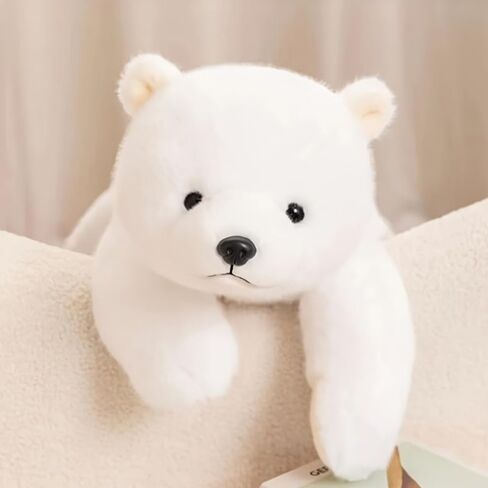 Polar Bear Stuffed Animal Plush Pillow, White, Realistic Sleeping Design, Huggable Soft Toy, 13.78 Inches in Saudi Arabia