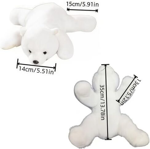 Polar Bear Stuffed Animal Plush Pillow, White, Realistic Sleeping Design, Huggable Soft Toy, 13.78 Inches in Saudi Arabia