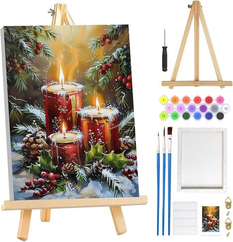 MOGTAA Christmas Paint by Numbers Kit for Adults Beginners with Frame, Jesus Nativity Adult Paint by Number Kits on Canvas with Easel, Easy DIY Oil Painting Kits for Home Decor, 8x12in in Saudi Arabia
