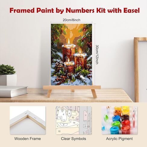 MOGTAA Christmas Paint by Numbers Kit for Adults Beginners with Frame, Jesus Nativity Adult Paint by Number Kits on Canvas with Easel, Easy DIY Oil Painting Kits for Home Decor, 8x12in in Saudi Arabia