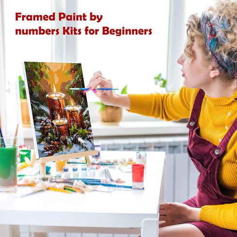MOGTAA Christmas Paint by Numbers Kit for Adults Beginners with Frame, Jesus Nativity Adult Paint by Number Kits on Canvas with Easel, Easy DIY Oil Painting Kits for Home Decor, 8x12in in Saudi Arabia