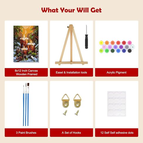 MOGTAA Christmas Paint by Numbers Kit for Adults Beginners with Frame, Jesus Nativity Adult Paint by Number Kits on Canvas with Easel, Easy DIY Oil Painting Kits for Home Decor, 8x12in in Saudi Arabia
